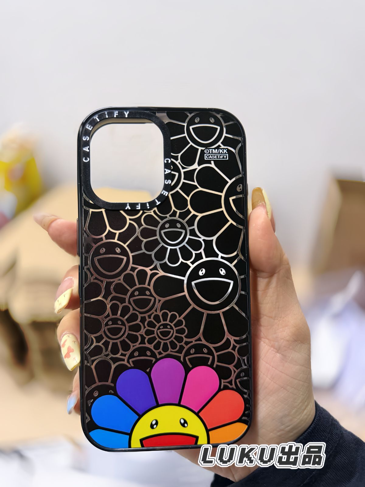 MagSafe対応 人気 村上隆 フラワー iPhoneケース 鏡面 CASETiFY 耐衝撃