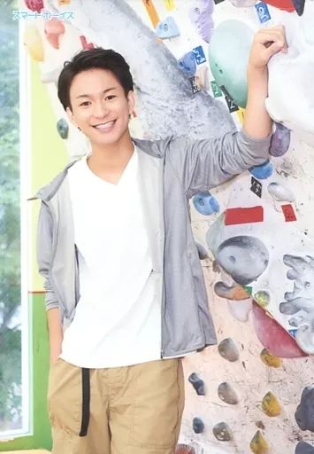 中古】生写真(男性) 山木透/膝上・衣装グレー・白・左手上げ