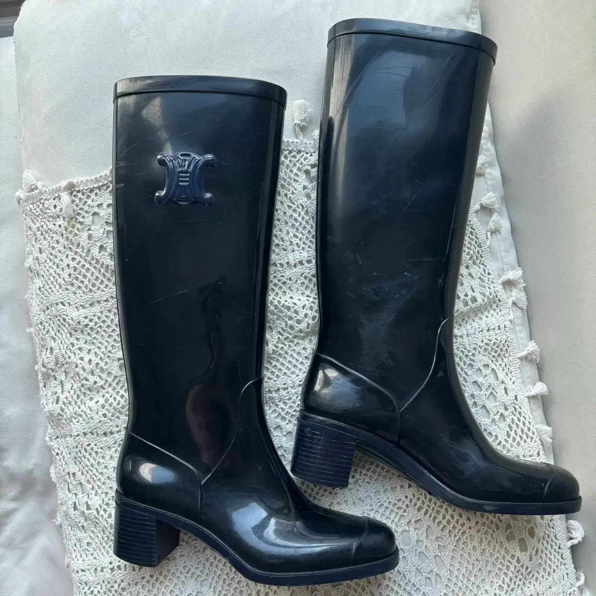 Celine セリーヌ ネイビー ロング レインブーツ - メルカリ