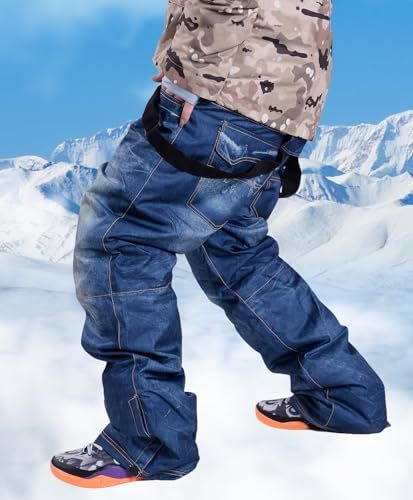 LLHfashion スノーボード ウェア メンズ スキー用パンツ スキーウェア デニム風 防水防風 通気 保温 暖かい 棉入れ 大きいサイズ 冬 スポーツパンツe 7 b 2 d 373