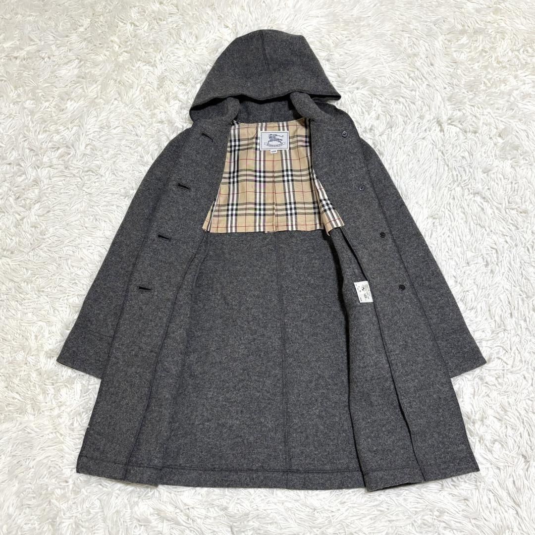 美品 Burberrys フードウールコート グレー キッズ120 ノバチェック