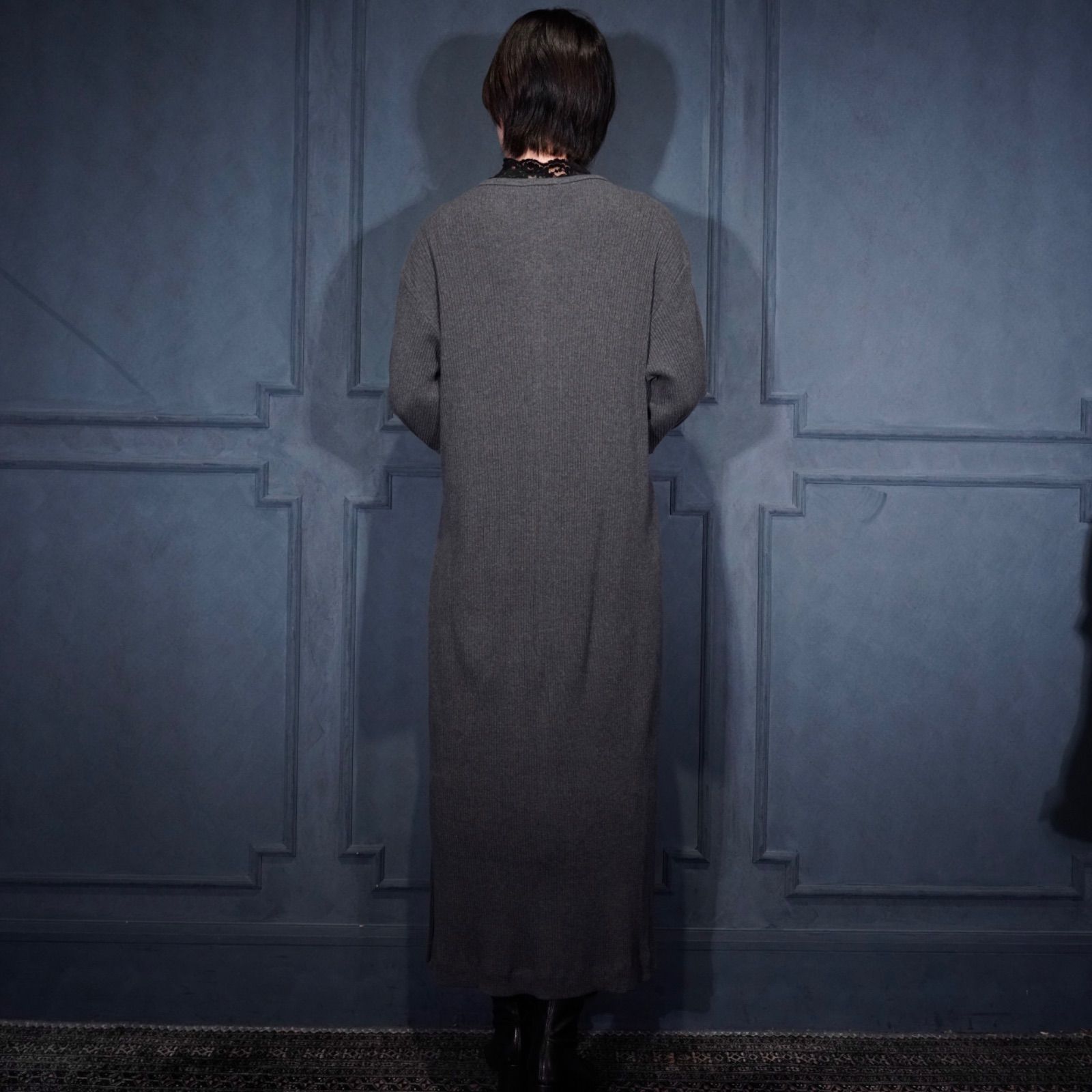 USA VINTAGE JONES NEW YORK LACE DESIGN KNIT LONG ONE PIECE