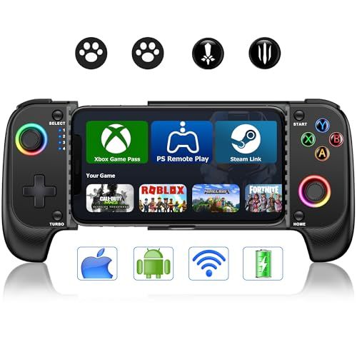 Elekasumi スマホコントローラー iPhone Androidに対応 ケースサポート RGB搭載 ホール効果ジョイスティックがクラウドゲーム Fortnite CoDモバイルをプレイするために最適e 6 bf 92 b 1 f