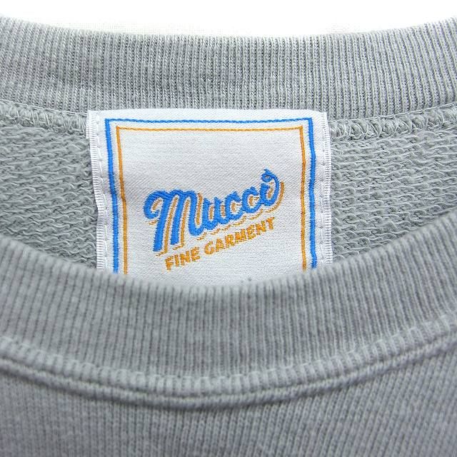 mucco ロゴプリント スウェット Tシャツ 5分袖 コットン 綿 ライトグレー /FT7