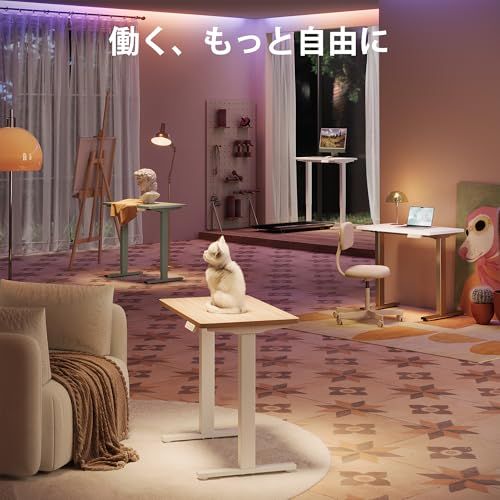 HUANUO ファーノー 電動 昇降式デスク 幅80 cm スタンディングデスク 4メモリ高度調節 上下自動昇降 小さめ 静音 収納フック付き パソコンデスク 机 pcデスク オフィスデスク 作業机 在宅ワーク テレワーク x 奥行 a 754 05 f