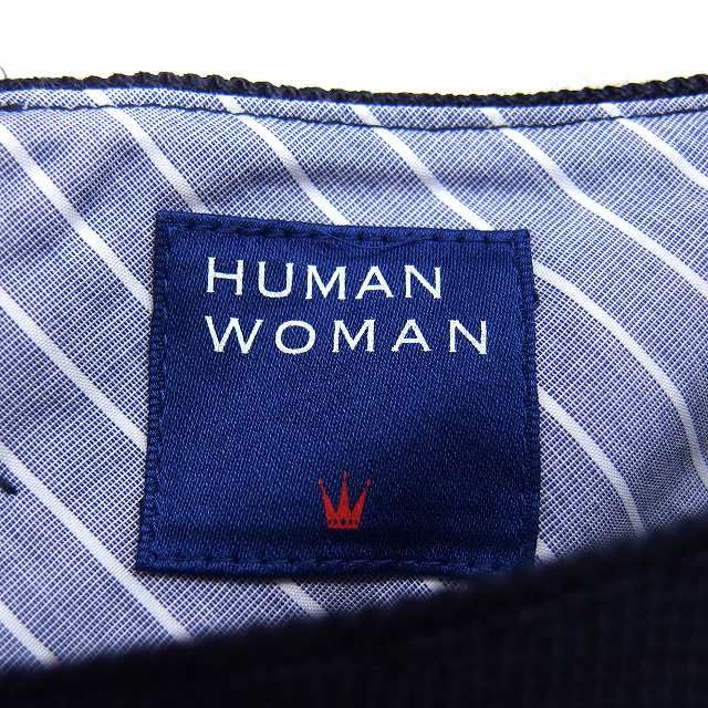 洗える》インド刺繍セーラーカラーワンピース（０７７６１４０５０２） | human woman (Women)/ヒューマンウーマン |  三越伊勢丹オンラインストア・通販【公式】 ヒューマンウーマン HUMAN WOMAN ワンピース ひざ丈 Iライン ボートネック リネン混 コットン混 半袖 M 紺 ネイビー /NT22