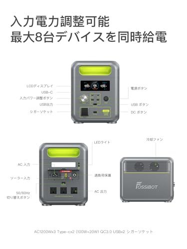 迅速に発送】FOSSiBOT F1200 ポータブル電源 リン酸鉄 長寿命15年 業界
