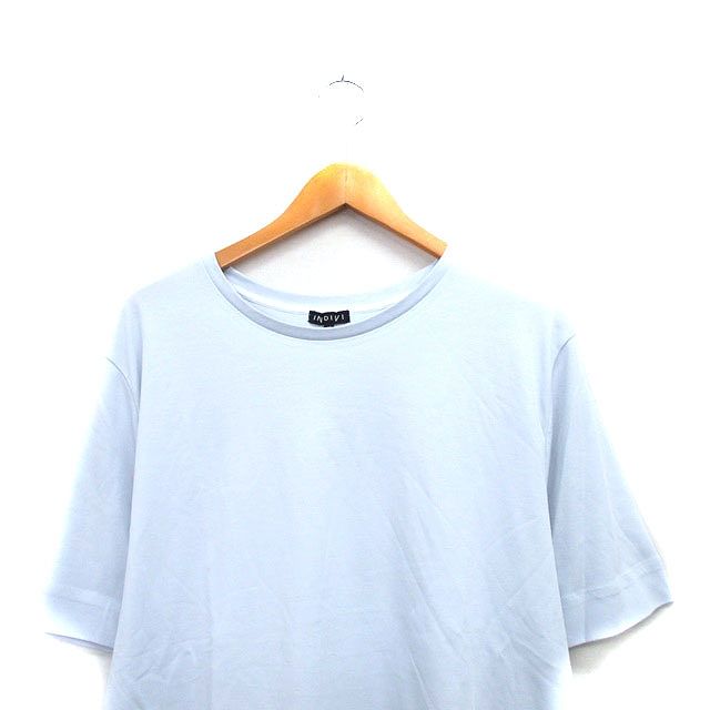 インディヴィ INDIVI カットソー Tシャツ 半袖 コットン シンプル 15 ライトブルー 水色 /KT9