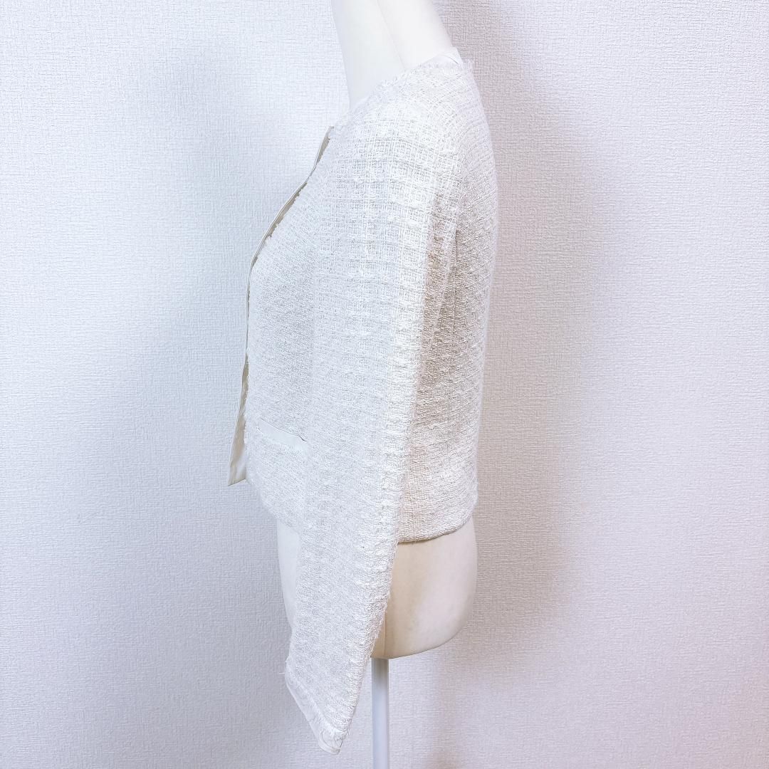 美品】マックスマーラ ジャケット リネン混 38 S ツイード ホワイト