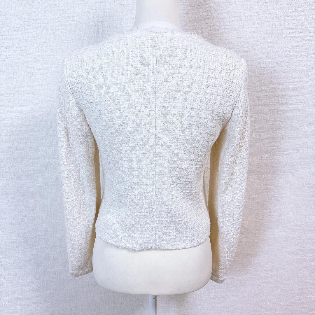 美品】マックスマーラ ジャケット リネン混 38 S ツイード ホワイト