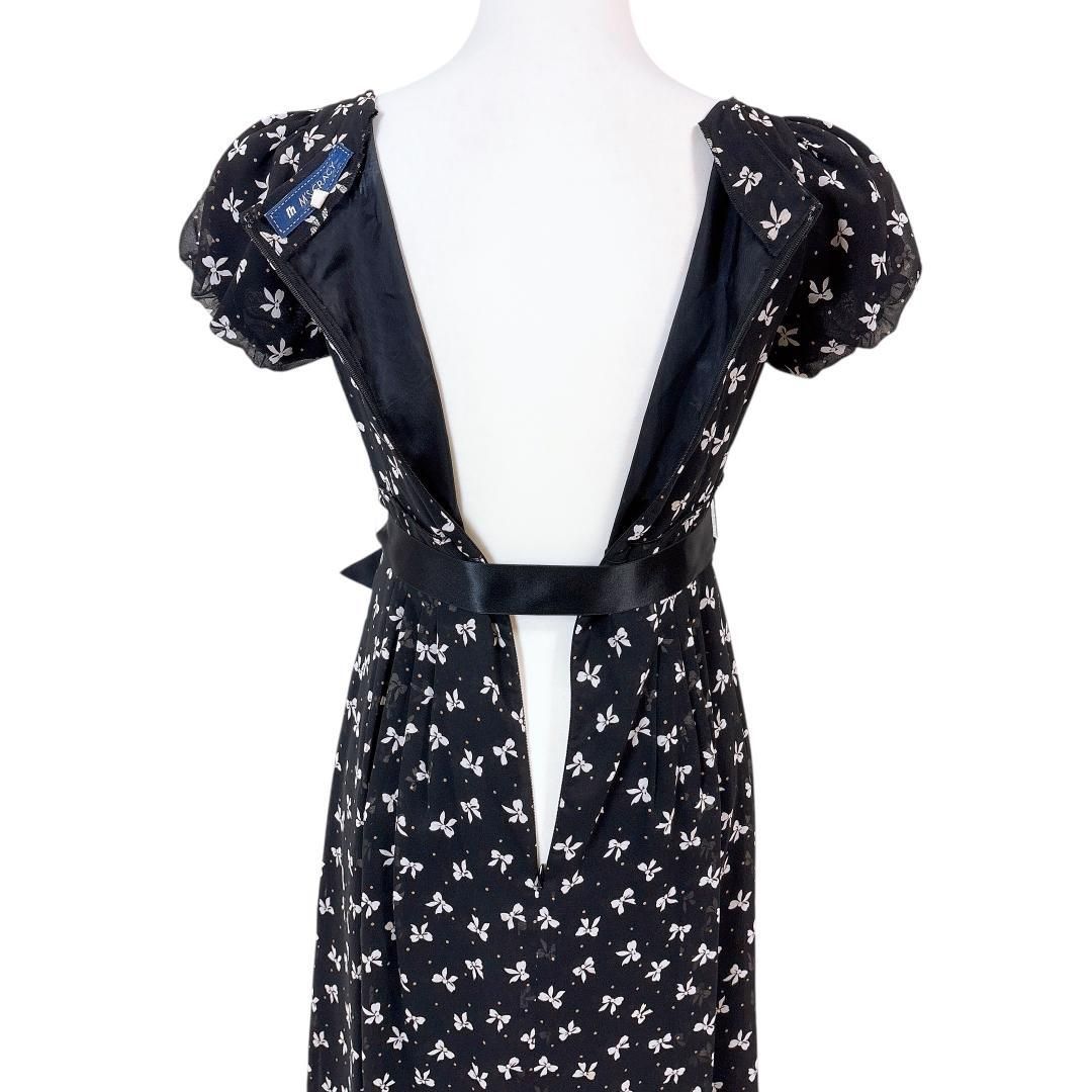 美品】エムズグレイシー 半袖ワンピース 38 リボン柄 ブラック - メルカリ 