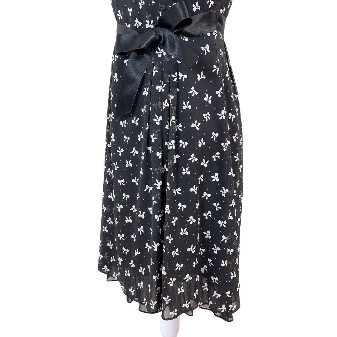 美品】エムズグレイシー 半袖ワンピース 38 リボン柄 ブラック - メルカリ 