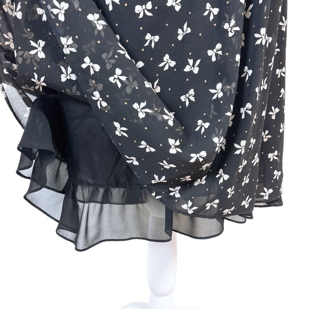 美品】エムズグレイシー 半袖ワンピース 38 リボン柄 ブラック - メルカリ 