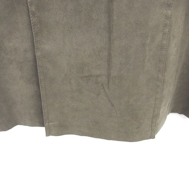 トラサルディ TRUSSARDI Aライン スカート ひざ下丈 フェイクスエード ベルト 40 カーキ /TT