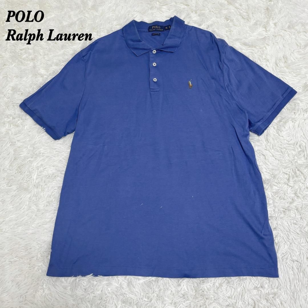 ポロラルフローレン ポロシャツ 現行タグ XL ブルー カラーホース