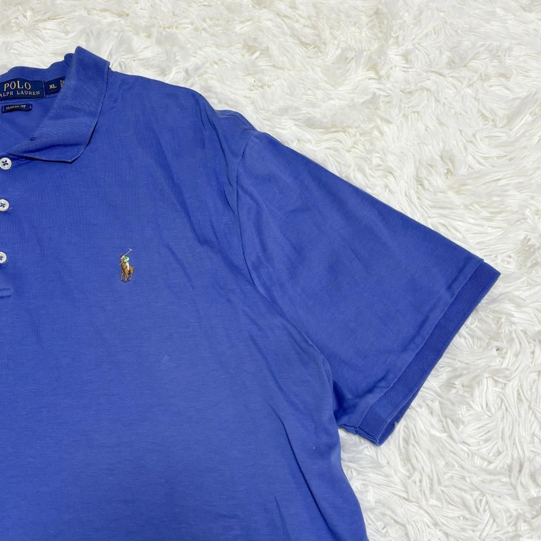 ポロラルフローレン ポロシャツ 現行タグ XL ブルー カラーホース