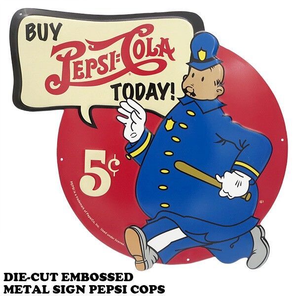 ダイカット エンボス メタルサイン PEPSI COPS ペプシ ブリキ看板 警察
