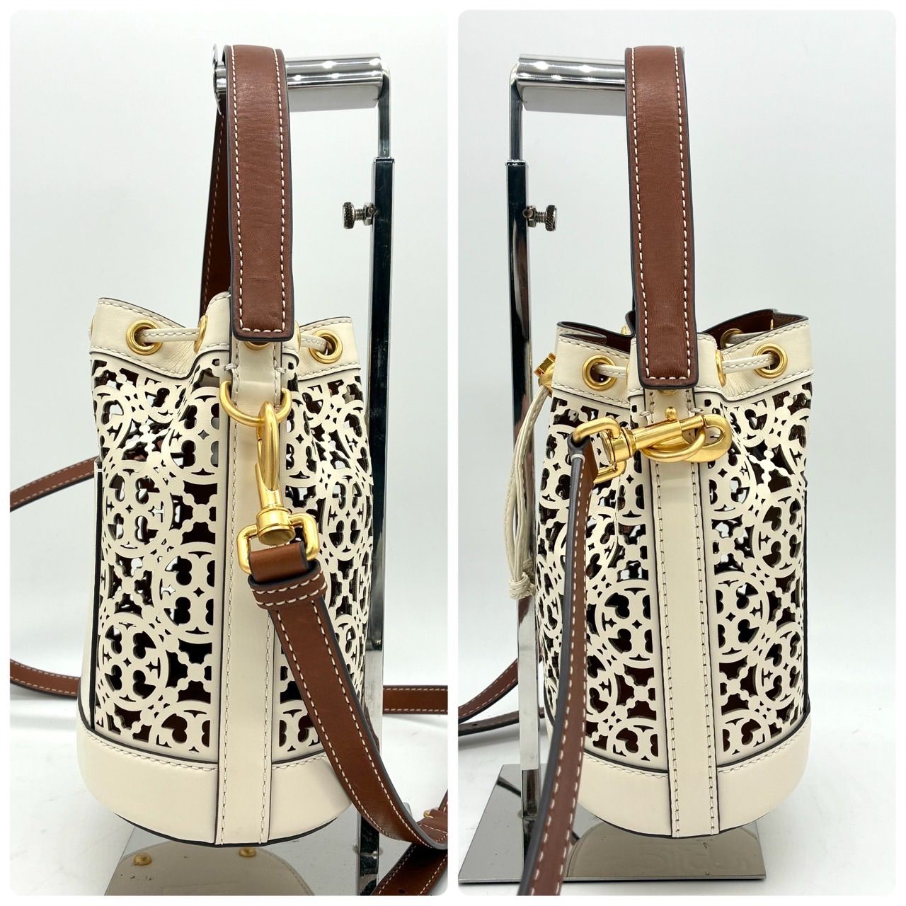 極美品】トリーバーチ 2way バケットバッグ 巾着 ショルダー カット 