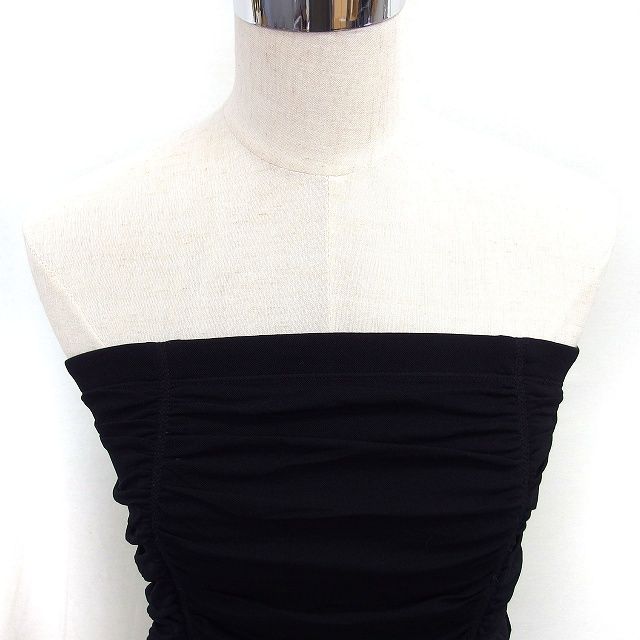 ビーシービージーマックスアズリア BCBGMAXAZRIA チューブトップ ベアトップ ドレープ 黒 ブラック /TT