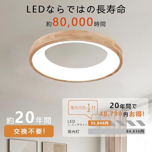 Lobpor シーリングライト 6畳 8畳 木目調 照明 調光調色 led 6 取付簡単 40 cm 多段階調光 リモコン付き 8 abed a