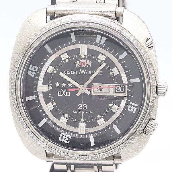 稼働 オリエント キングダイバー23 デイデイト 0349ー13470 AT 自動巻 ブラック文字盤 メンズ腕時計 2102100 1ANT MST ABC18048