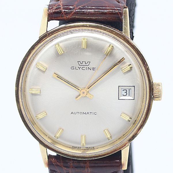 稼働 グリシン 833104 5016 14K AT 自動巻 総35 3G シルバー文字盤 メンズ腕時計 2170410 1ANT MST ABC18072