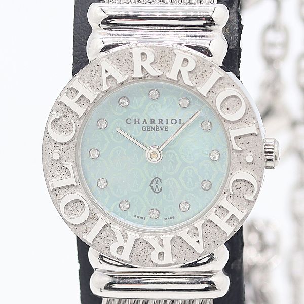 稼働 良品 シャリオール サントロペ 12PD QZ シェル文字盤 レディース