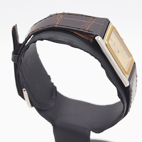 稼働 良品 セイコー クレドール 6730-5100 QZ 14K×SS ゴールド文字盤