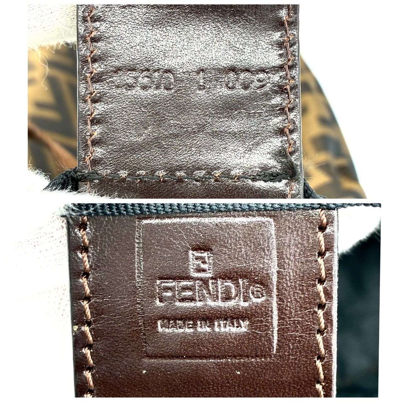 美品】フェンディ ズッカ柄 トートバッグ キャンバス レザー ブラウン