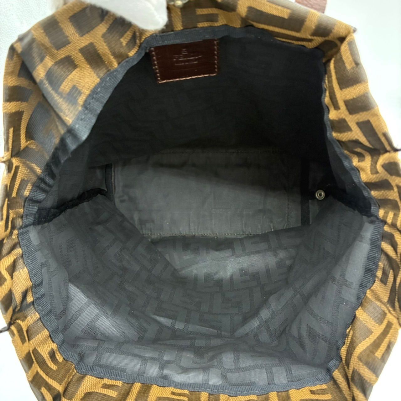 美品】フェンディ ズッカ柄 トートバッグ キャンバス レザー ブラウン