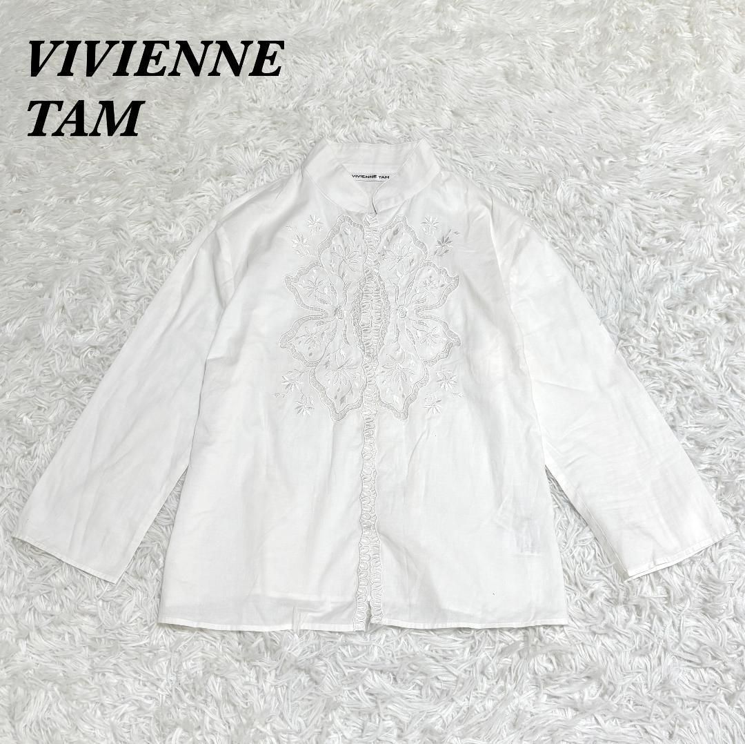 美品】VIVIENNE TAM 刺繍シャツ ブラウス 1 ホワイト - メルカリ