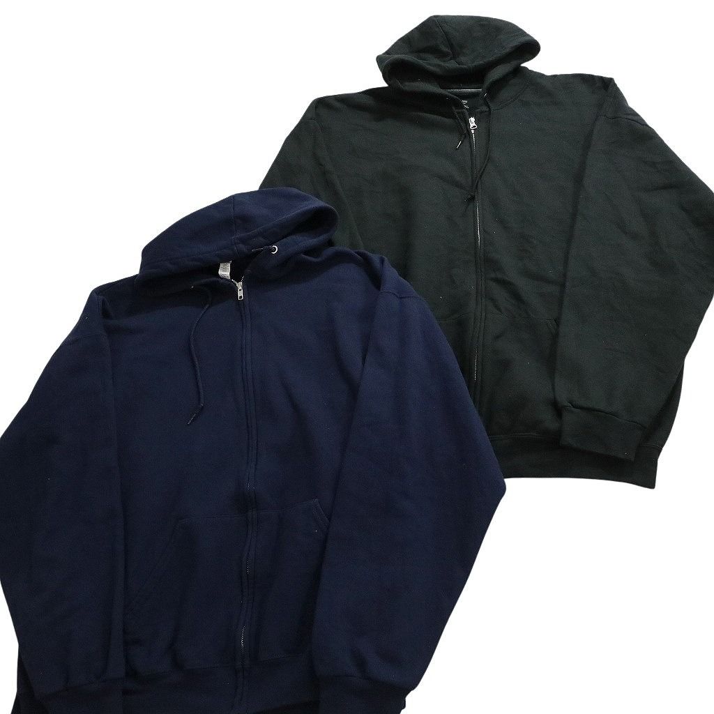 古着卸 まとめ売り 無地 フルジップ パーカー スウェット 7枚セット (メンズ L /XL /2XL ) ブラック ネイビー グレー 中古 古着 ND4537