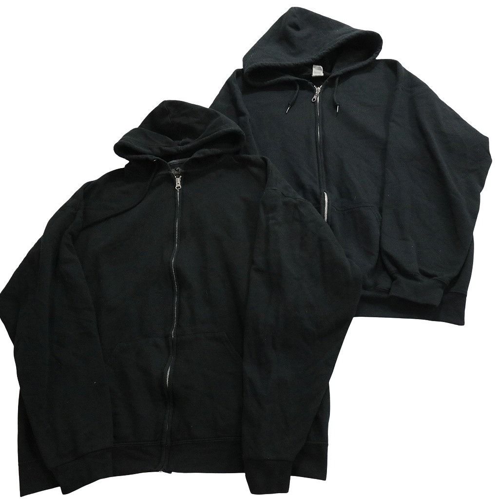 古着卸 まとめ売り 無地 フルジップ パーカー スウェット 7枚セット (メンズ L /XL /2XL ) ブラック ネイビー グレー 中古 古着 ND4537