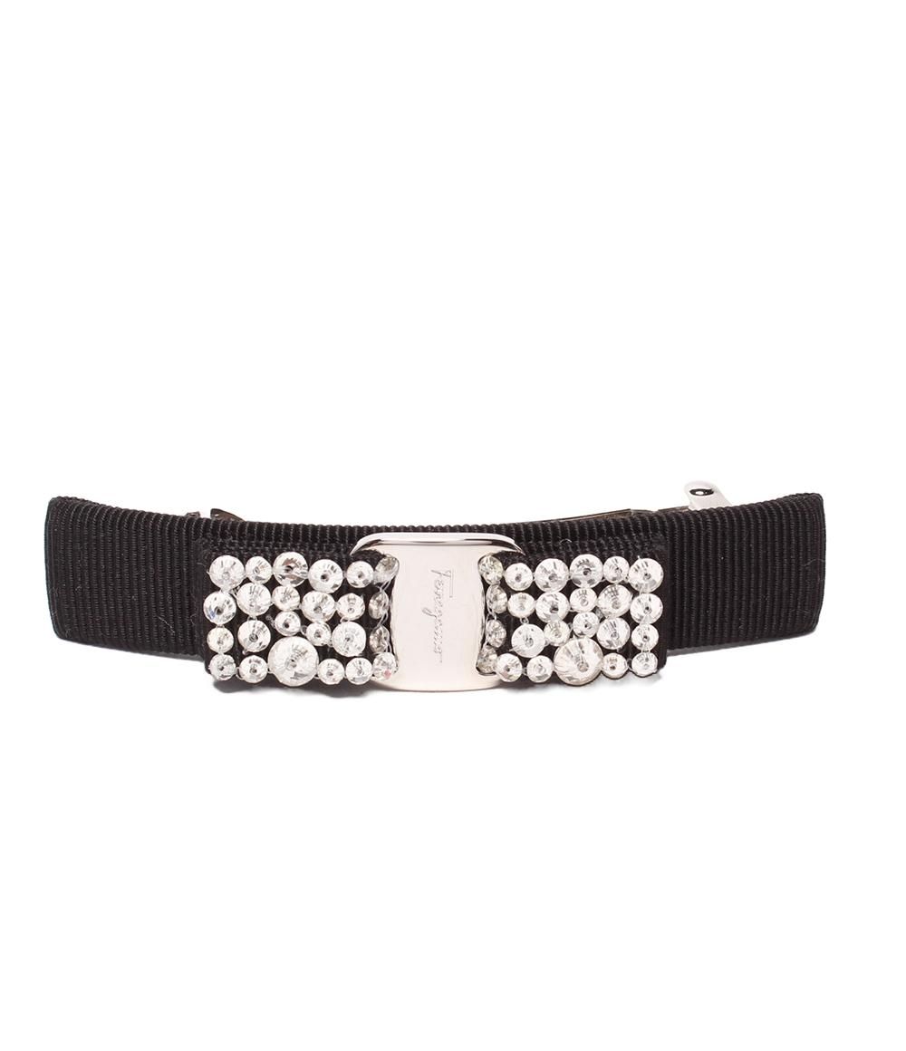 美品 サルヴァトーレフェラガモ リボンバレッタ ビジュー ヴァラ