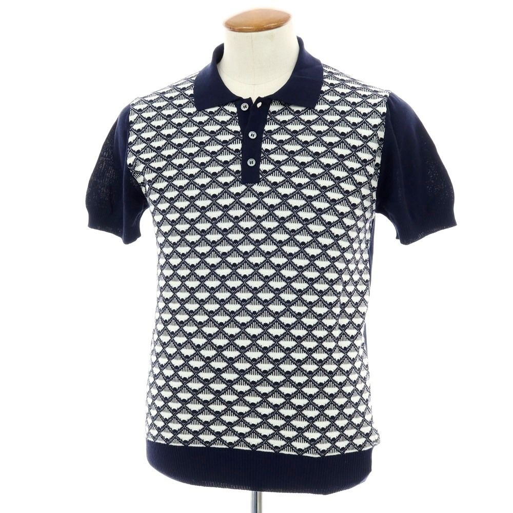 新品】ザノーネ ZANONE ハイゲージ コットン 半袖 ポロニット ネイビー