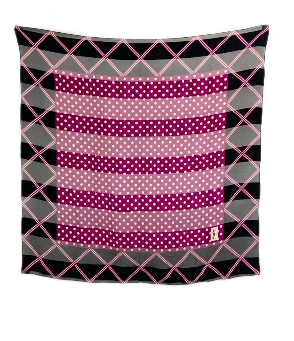 イヴ・サンローラン スカーフ シルク100% ドット柄 レディース YVES