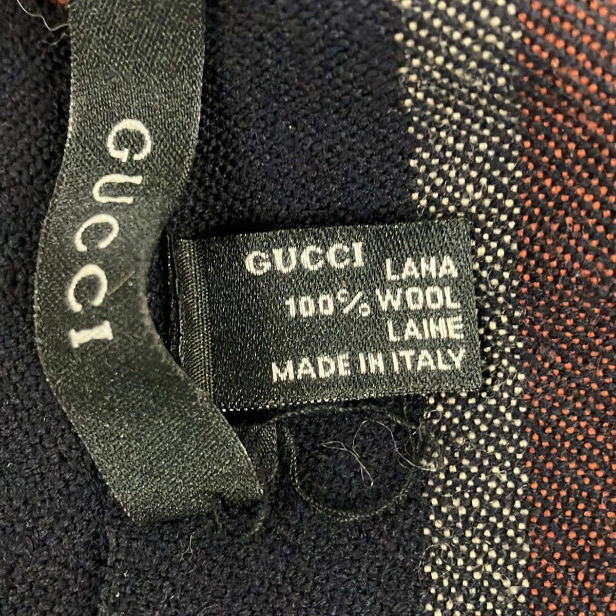 GUCCI(グッチ) ストール(ショール)美品 ダークネイビー×ベージュ