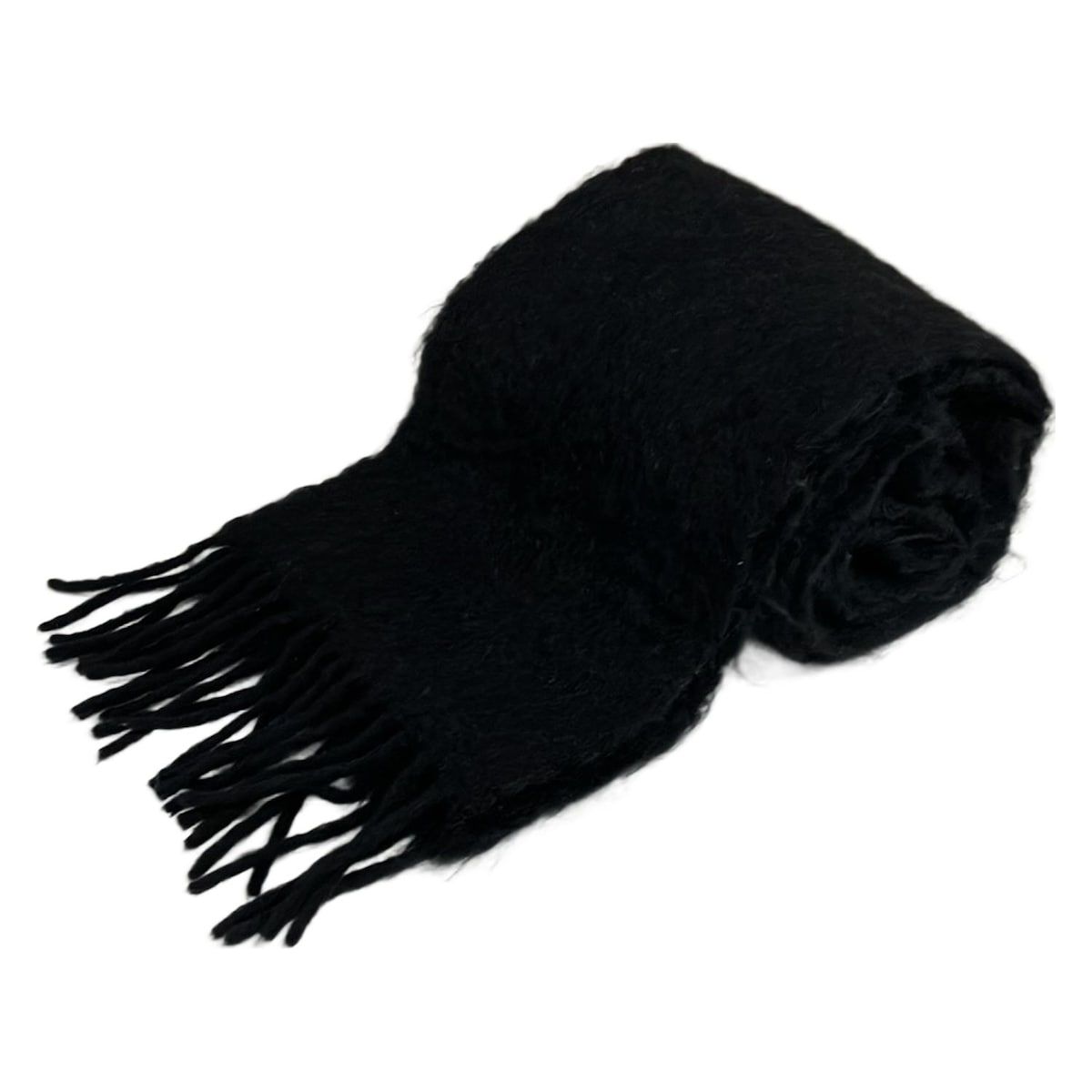 LOEWE(ロエベ) マフラー美品 - 黒×ブラウン ウール、レザー - メルカリ