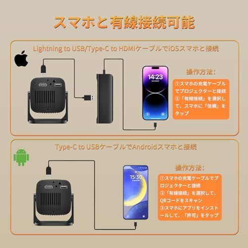 超小型＆軽量ただ310g！2026年最新登場！スマホ接続可能◎超短焦点