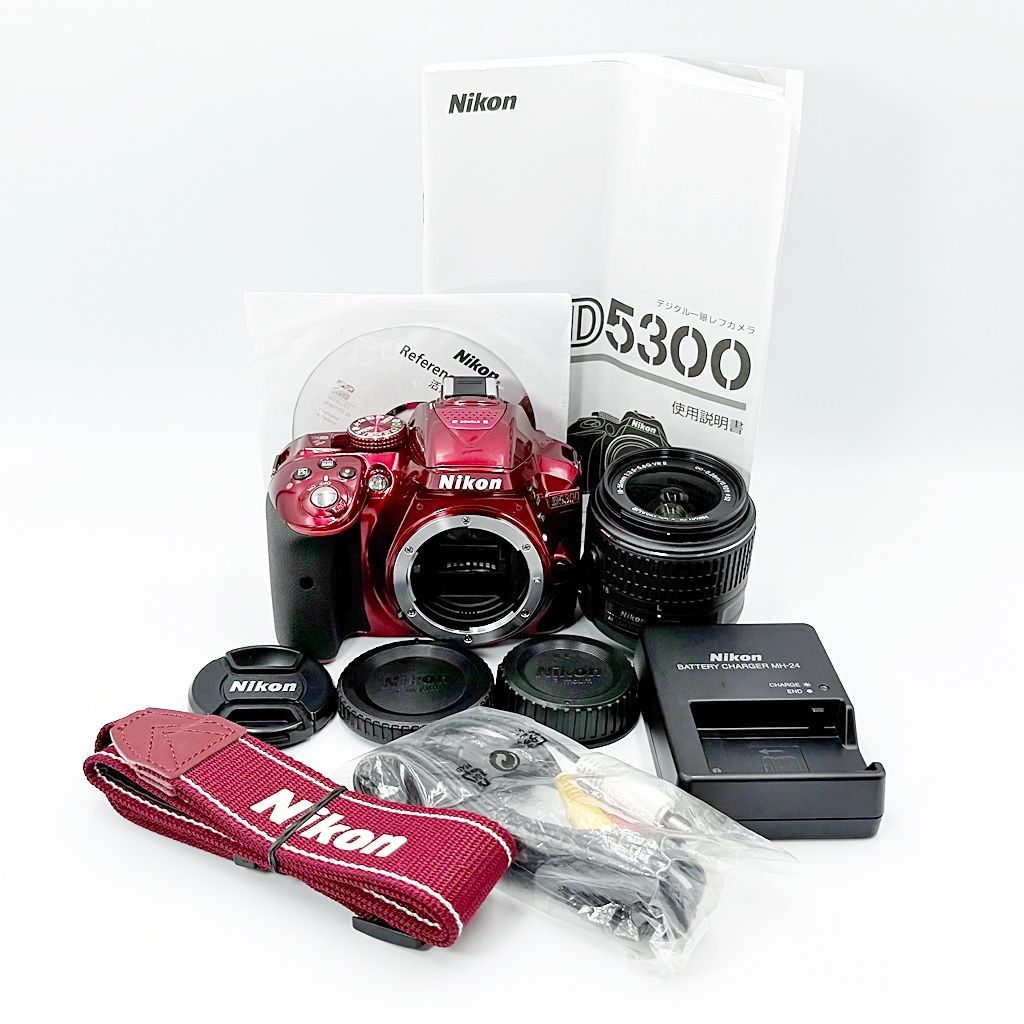 美品】ニコン Nikon D5300 18-55 VR II レンズキット レッド 一眼レフ