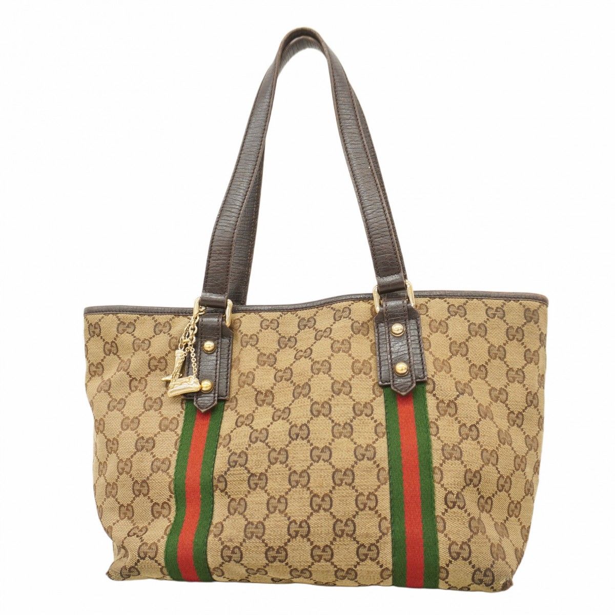 6ab1456-k】グッチ トートバッグ GGキャンバス/シェリーライン 137396