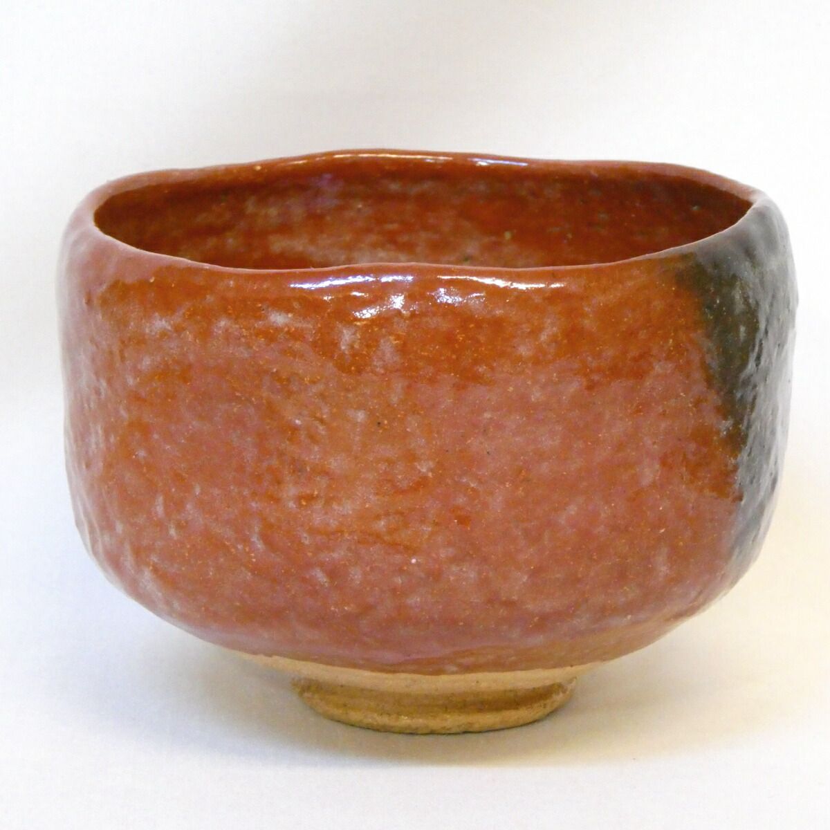 尋牛斎宗匠書付】八事窯 三代 中村道年作 銘「福寿」 赤茶碗 楽焼 赤楽