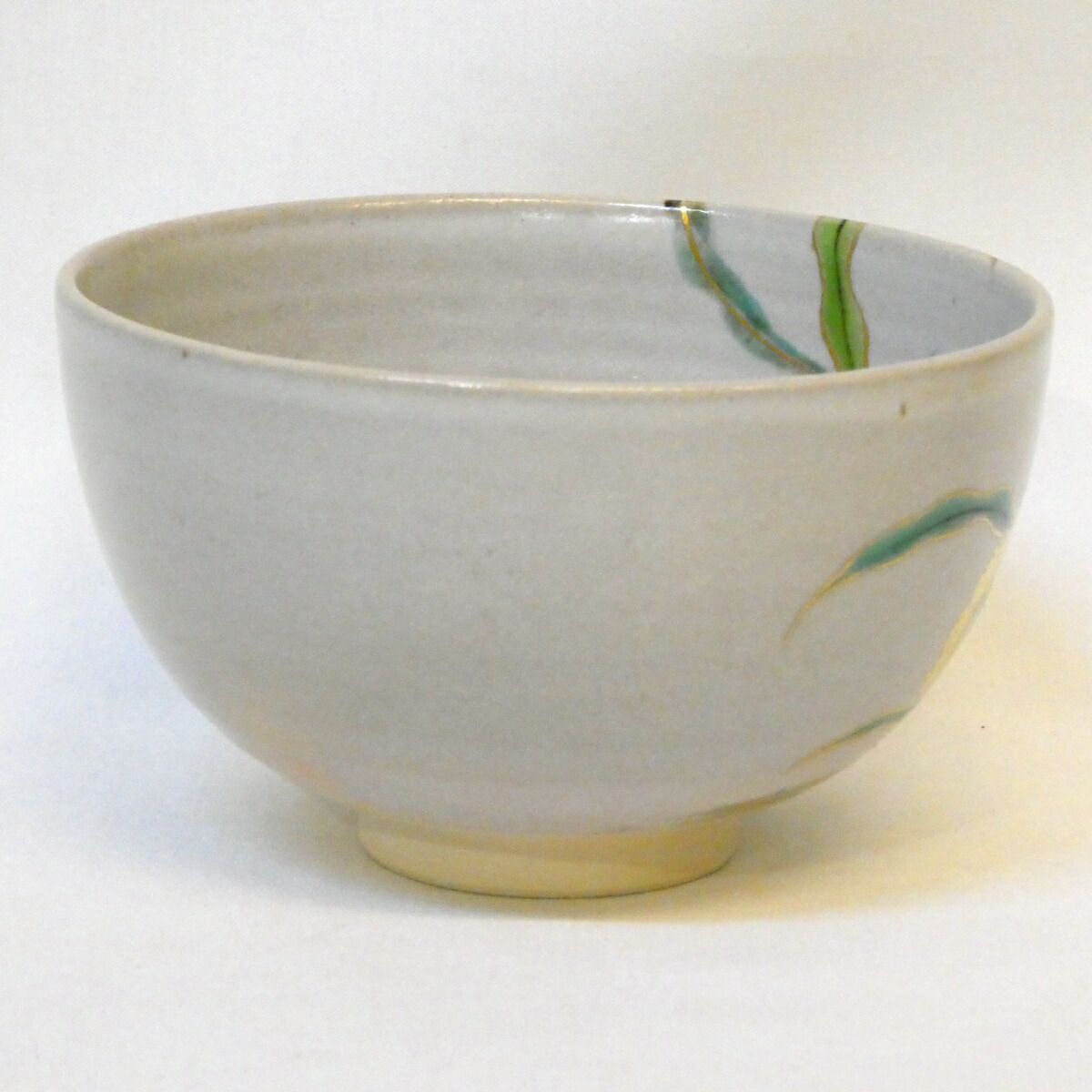 尋牛斎宗匠書付】眞葛焼 宮川香斎(真葛香斎)作 銘「野分」粟に鶉 茶碗