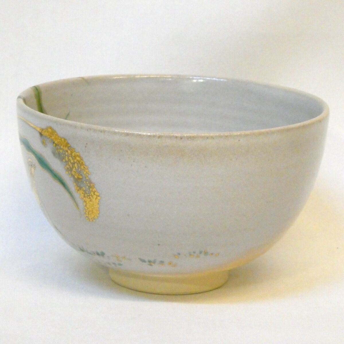 尋牛斎宗匠書付】眞葛焼 宮川香斎(真葛香斎)作 銘「野分」粟に鶉 茶碗