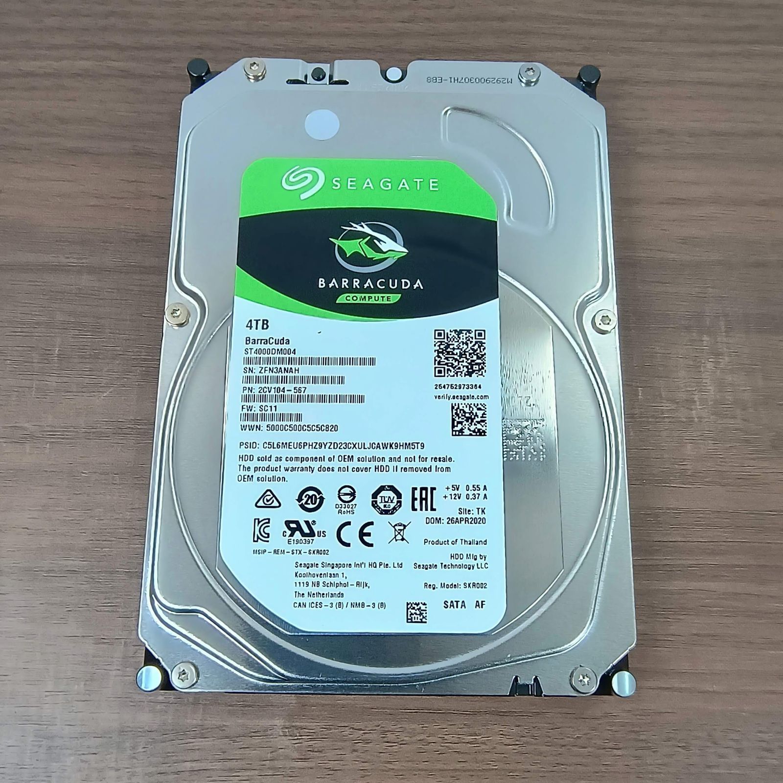 Seagate BarraCuda 4TB 3.5インチHDD ST4000DM004 正常動作 (使用