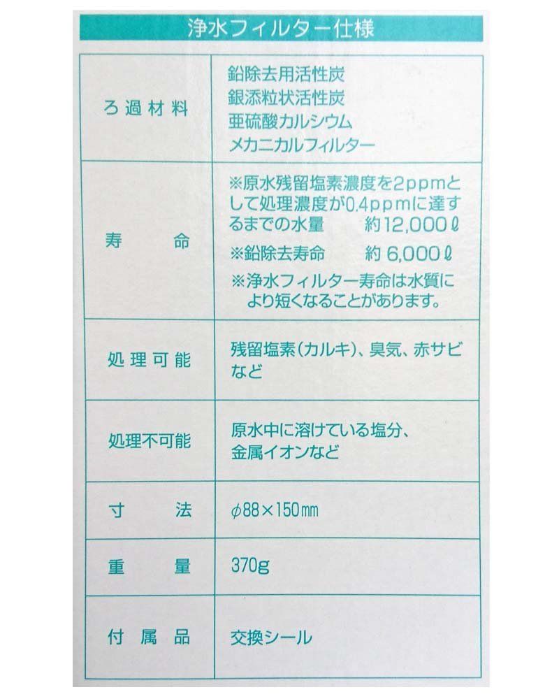 新品 アクアプロセス スペア浄水フィルター（鉛除去）高性能タイプ MW