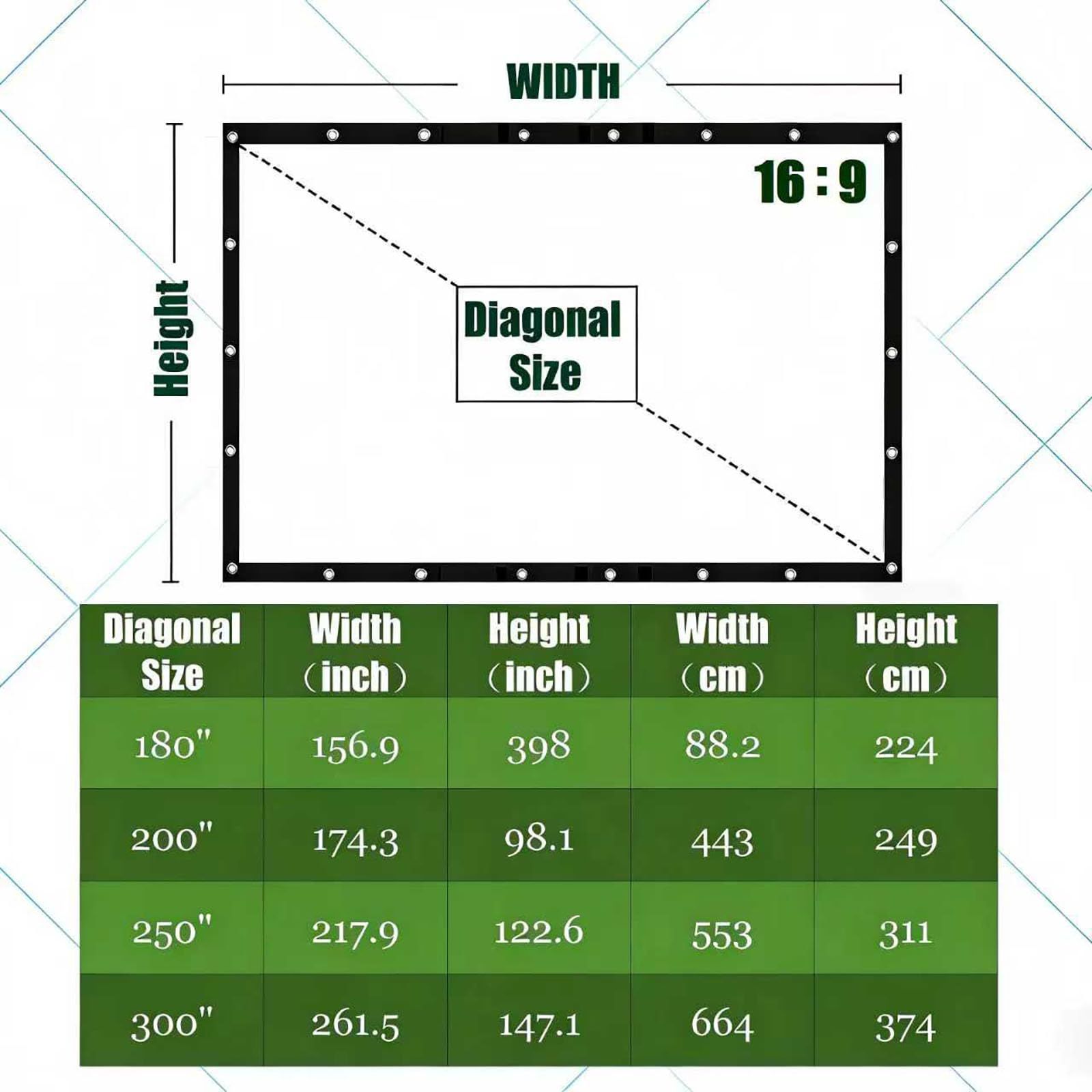 新品 VERCORKIN 投影スクリーン 250 インチ 567cm*325cm 屋外用厚手の