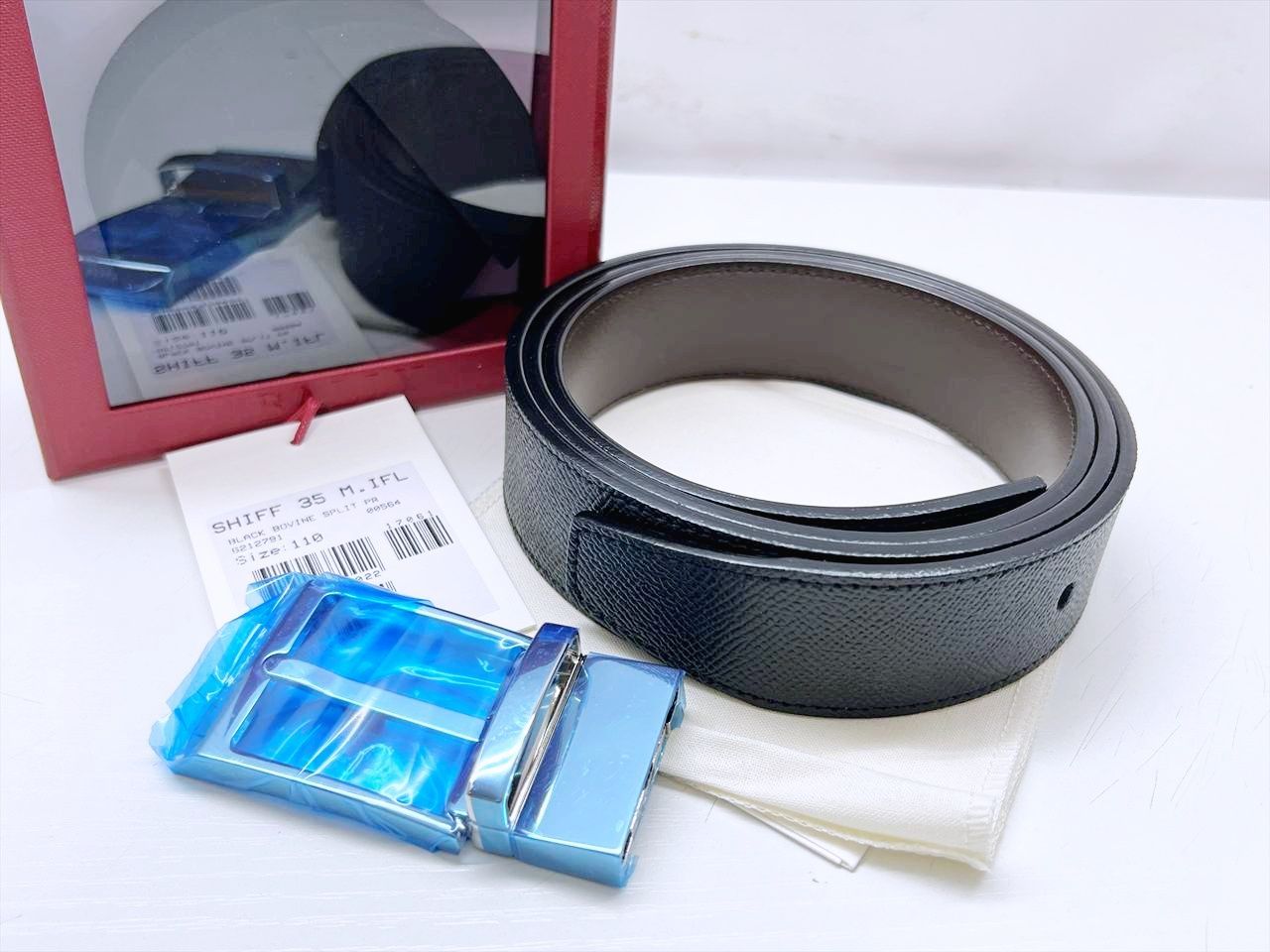 未使用保管 美品 BALLY バリー ロゴ レザー ベルト 110 SHIFF35 M.IFL