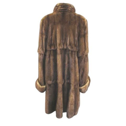 サガミンク SAGA MINK 毛皮コート ミンクファー ミドル丈 40 茶系