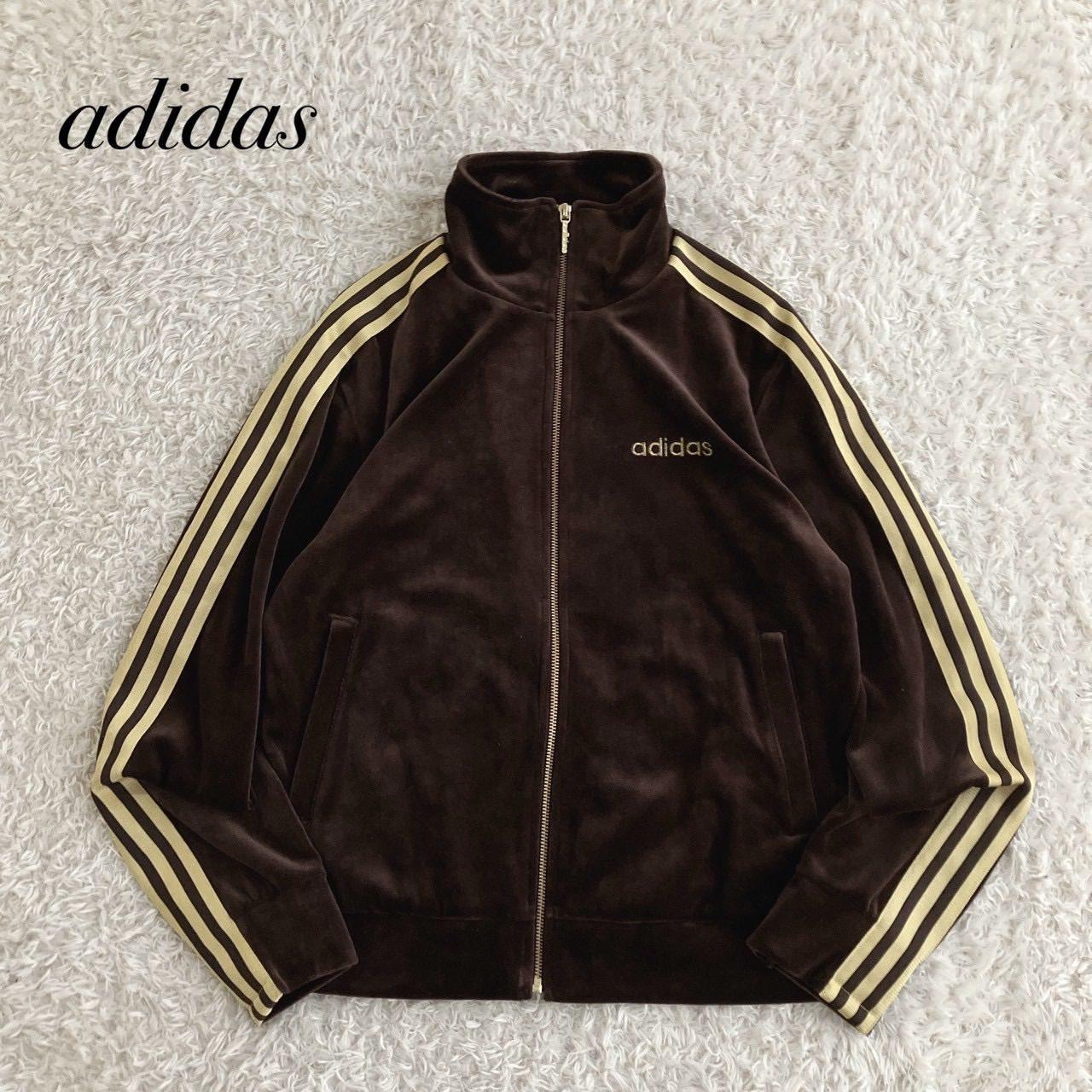 極美品！00s adidas アディダス トラックジャケット ベロア ブラウン